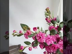 카멜리아 인공 꽃, 여러 머리 카멜리아 꽃조각, 긴 가지, 인공 꽃