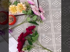 5 피오니와 크라이산테움 인위 실크 꽃, 피오니 인위 꽃, 핸드 홀드 럭, 웨드