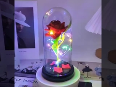 모방 장미, 영원한 꽃, 유리 덮개, 어머니의 날, 발렌타인 데이, 크리스마스 선물 장식