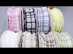 일본과 한국 스타일의 퍼프 주름 체크 밴드