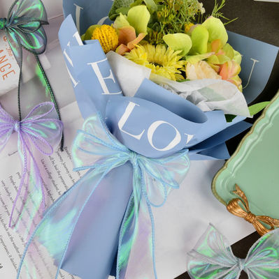 주문 DIY 꽃 논문 리본을 패키징하는 화려한 물고기 꼬리 모양 거즈 리본 케이크 꽃 온라인 제조