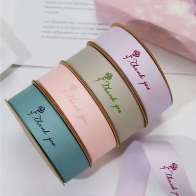 좋은 가격 선물용 로고가 높은 맞춤형 방수 19mm 면 폴리에스터 사틴 리본 온라인으로