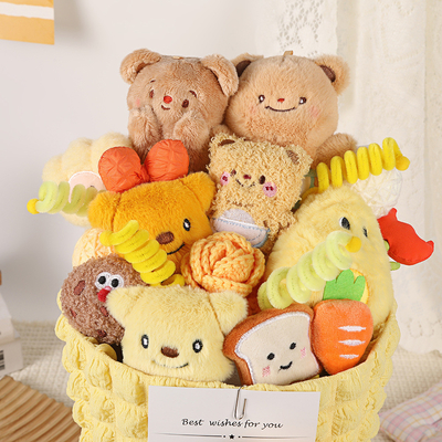 주문 버터 베어 만화 인형 귀여운 포장 동물 꽃받침반 여자 친구 작은 인형 선물 online manufacture