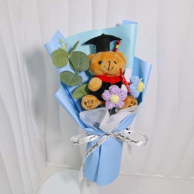 주문 박사 곰 꽃다발 - 졸업식 플러시 인형 꽃 커플 & 학생, 창의적인 만화 넥타이 선물 online manufacture