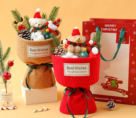 주문 크리스마스 플러시 베어 꽃 줄무늬 - 그녀의 귀여운 선물, 최고의 친구 휴가 선물 온라인 제조