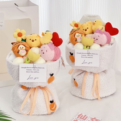 주문 유니크 어린이 날 선물 귀여운 작은 곰과 꽃의 다양성 플러시 인형 꽃束 online manufacture