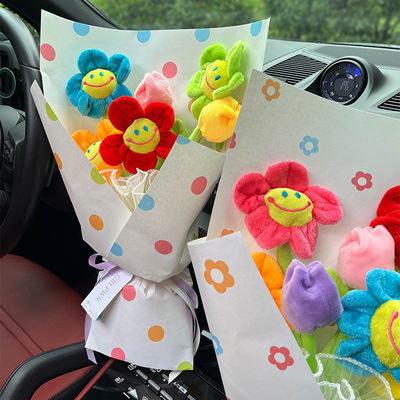 좋은 가격 20x35cm 완성 도파민 크리에이티브 꽃다발 만화 인공 꽃다발 여자 친구 생일 선물 온라인으로