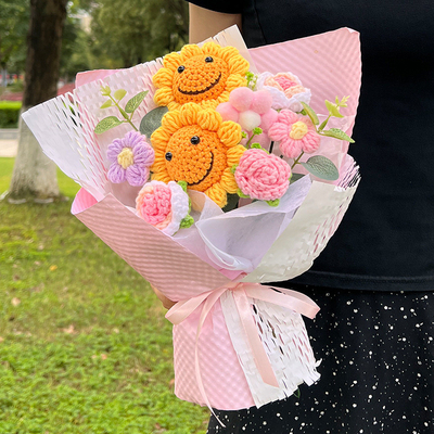좋은 가격 웃는 얼굴 햇꽃과 일반 햇꽃 솜꽃 꽃꽃차례 완제품 생일 및 발렌타인 데이 선물 수작업 넥타이 꽃 국경을 넘나드는 도매 온라인으로