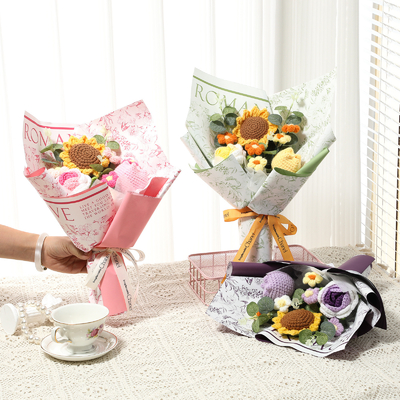 좋은 가격 20x35cm 수로 짜인 꽃다발 햇꽃과 장미 모방 솜 여러 가지 색상 발렌타인 데이와 생일 온라인으로