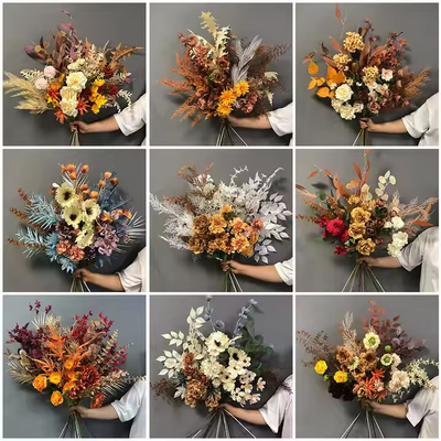 주문 Bouquet De Fleurs Artificielles 재료 가정용 인공 꽃 결혼식 장식 꽃다발 온라인 제조