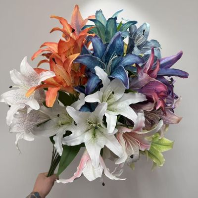 주문 릴리 꽃 가정 결혼식 인위 꽃 거실 장식 가정 사진 수요품 꽃 조립 온라인 제조