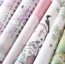 주문 발렌타인 데이 고대 스타일 오일 페인팅 로터스 유저글레이스 뷰티 꽃 포장용 종이 online manufacture