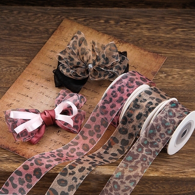 주문 레오파드 프린트 눈 리본 DIY 손으로 만든 활 머리 액세서리 엮은 리본 빨대 모자 신발끈 제조 액세서리 선물 상자 포장 리본 online manufacture
