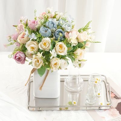 주문 시뮬레이션 된 나나나 장미 완성 된 꽃다발 Ins 스타일 가정 장식 인위적 꽃 결혼식 장관 장식 온라인 제조