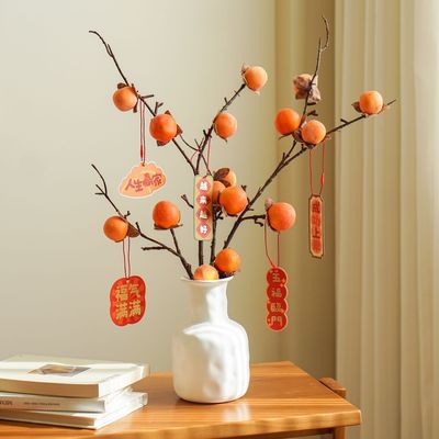 좋은 가격 맞춤형 크기 시뮬레이션 8 작은 페르시몬 진짜와 가짜 페르시몬 모방 꽃 가정 장식 결혼식 온라인으로