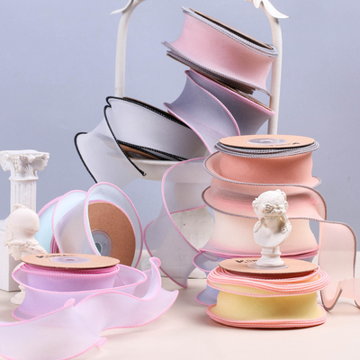 주문 다용도 컬러풀 엣지 쉬폰 투명 직조 리본 (헤어 액세서리용) online manufacture