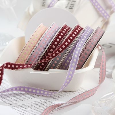 주문 DIY 공예 필수 다크 블루 체크 무늬 웨빙 수제 리본 머리핀 액세서리 의류 신발 모자 꽃다발 포장 리본 온라인 제조