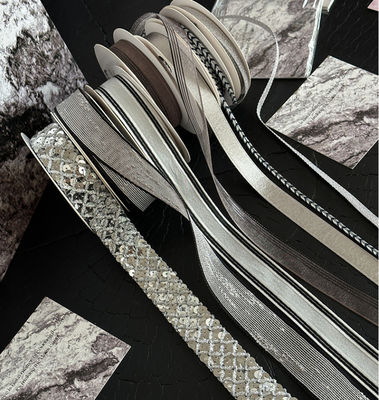 주문 칠석 블랙 실버 시리즈 리본 꽃다발 1.6cm 폴리에스터 DIY 수제 꽃 재료에 적합 온라인 제조