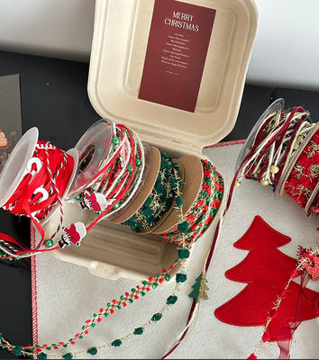 주문 DIY 꽃 재료 녹색 1cm/5m 크리스마스 직조 리본 장식 및 선물 상자용 온라인 제조