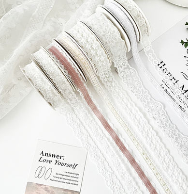 주문 세척 가능한 재커드 蕾丝 리본 1.6cm 너비 손으로 만든 DIY 대량 헤어 장식 꽃 꽃받침대 묶인 케이크 선물 리본 온라인 제조