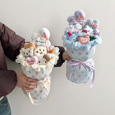 주문 도파민 폴카 닷 직물 마친 꽃다발 비누 장미 발렌타인 데이 선물 친구와 여자 친구 online manufacture