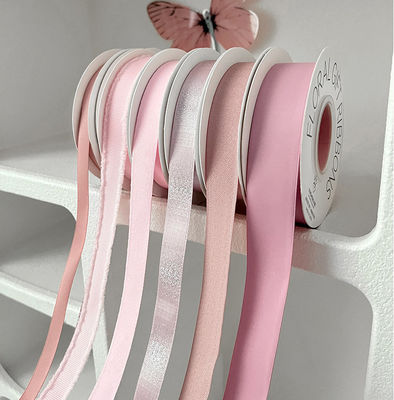 주문 핑크 메모리 리본 꽃 배열 패키지 헤어 액세서리 선물 패키지 손으로 만든 DIY 꽃다발 온라인 제조