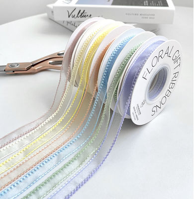 주문 한국 웨이브 엣지 스노우 실크 리본 꽃 포장 DIY 재료 꽃 장미 묶기 고급 장식 스트립 온라인 제조