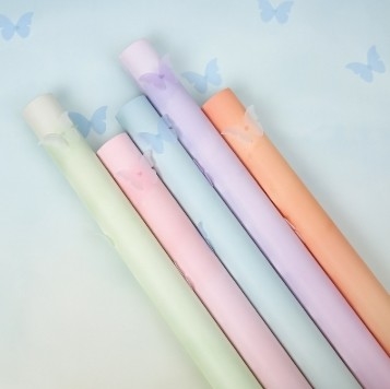 주문 57*57cm 파티수 발렌타인 데이 방수 꽃 꽃 포장 종이 나비 디자인 online manufacture