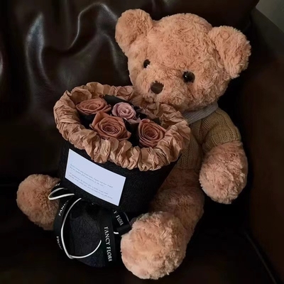 주문 인형 봉제 귀여운 곰 꽃다발, 영원한 장미 조화 발렌타인 데이 선물, 여자아이 생일 선물 online manufacture