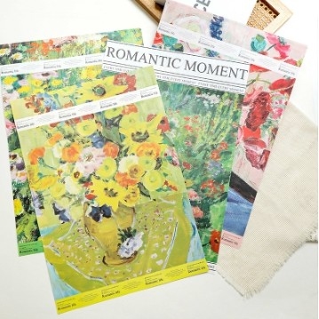 주문 꽃 포장 종이 로맨틱 한 순간 57*57cm 오일 페인팅 분위기 많은 색상의 예술 online manufacture