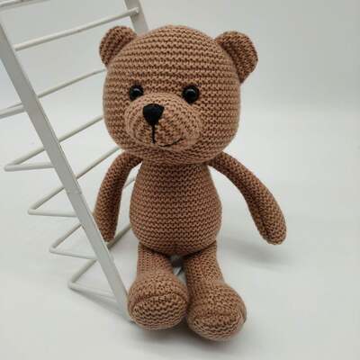 주문 Kawaii Bear Amigurumi 장난감 수제 부드러운 크로 셰 뜨개질 니트 인형 아기 잠자는 PP 면화 충전 동물 플러시 장난감 온라인 제조