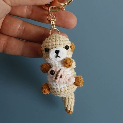 주문 넥타이 아미구리미 귀여운 플러시 오터 포스팅 생선 키 체인 Oyuncak 크로켓 동물 장난감 인형 부드러운 크로켓 오터 키 체인 온라인 제조