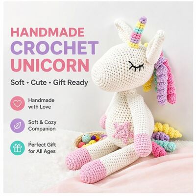 주문 유기농 크로 셰 뜨개질 항목 뜨거운 판매 부드러운 큰 장난감 수제 Ce 인증 Amigurumi 아기를위한 봉제 인형 유니콘 인형 온라인 제조