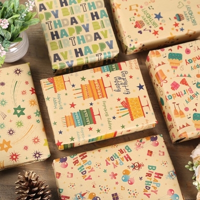 주문 생일 파티 선물 포장을 위한 크라프트 지 선물용 포장 종이 85gsm online manufacture