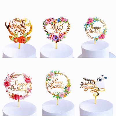 주문 생일 축하 아크릴 케이크 상층 장식 W12.5cm을 화관을 쒸우세요 online manufacture