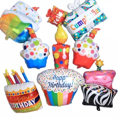 좋은 가격 도매 새로운 스타일의 생일 케이크 선물 모양 헬륨 호일 mylar 풍선 생일 축하 아기 소녀 파티 장식 온라인으로