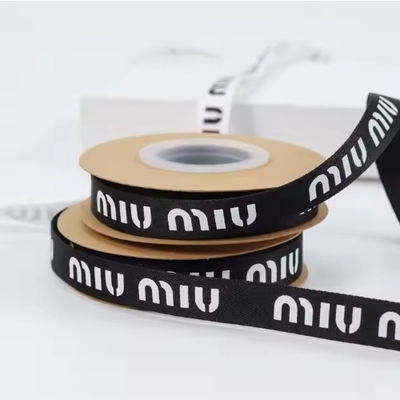 좋은 가격 주문형 로고 인쇄 13mm Grosgrain Ribbon Roll in Black White for Bottle Flower 온라인으로