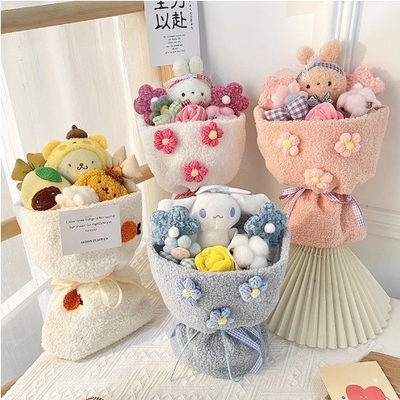 좋은 가격 30x48cm 울렌 엑시시트 만화 쿠로미 플러시 인형 꽃다발 작은 향수 스타일 퀴시 선생님의 날 작은 인형 선물 핸드백 세트 온라인으로