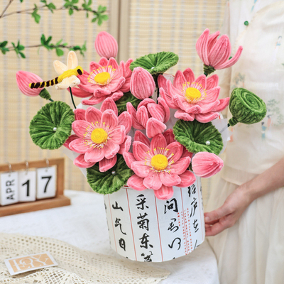 좋은 가격 35x38cm 수작업 트위스트 스드 꽃꽃차례 재료 키트 실제 실크 천 후안 후아 창의적이고 다채로운 어린이 선물 온라인으로