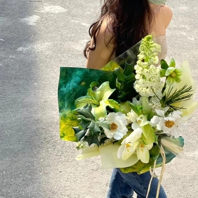 좋은 가격 잉크 세탁 돌 텍스처 페이퍼, 꽃꽃차례 포장 페이퍼, 그레디언트 플로링 염색 꽃 예술 포장, 꽃 포장 종이 재료 온라인으로