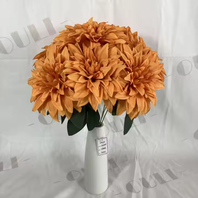 좋은 가격 인위적 결혼식 장식 실크 7개의 머리 달리아 꽃다발 꽃 온라인으로