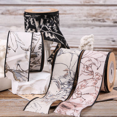 좋은 가격 잉크 세탁 산과 강 인쇄 리본 머리카락 액세서리 재료 선물 꽃 포장 빨대 모자 슈퍼 요정 리본 활 리본 온라인으로