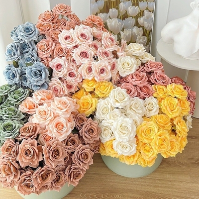 좋은 가격 Simulated Flower 7-Head Cappuccino Silk Flower Simulated Rose Bundle Rose Wedding Fake Flower Decoration Flower Simulated Fake Flower 온라인으로