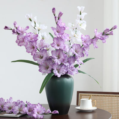 좋은 가격 고품질 인공 꽃, 단갈래의 글래디올루스 인공 꽃, 집 거실과 식탁 장식, 결혼식 사진 수비품, 인공 꽃받침 온라인으로