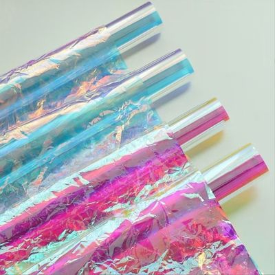 좋은 가격 꽃가루 포장 레이저 투명 무지개 내부 배면 종이 홍채 필름 꽃받침 팩 배송시간 30-45일 온라인으로