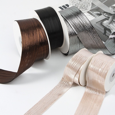 금과 은 줄무늬 핫 스탬핑 반짝이는 표면 리본 DIY 헤드웨어 헤어 클립 재료 옷 선물 상자 꽃 포장 스트랩