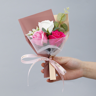 발렌타인 데이 미니 꽃다발, 장미 비누, 영원한 꽃, 아로마테라피 선물 상자, DIY 기념품 선물 도매