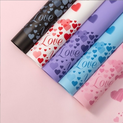두꺼운 방수 꽃집 선물 상자 장식 발렌타인 데이 꽃 예술 포장지 LOVE 무광택 종이