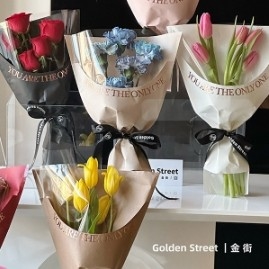 좋은 가격 뜨거운 스탬핑 투명 발렌타인 데이 꽃 꽃 포장 종이 여러 가지 색상 온라인으로