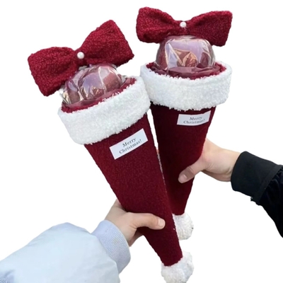 크리스마스 꽃다발, 크리스마스 이브 단일 활 사과 콘 꽃다발, 손으로 만든 DIY 재료 패키지, 크리스마스 선물